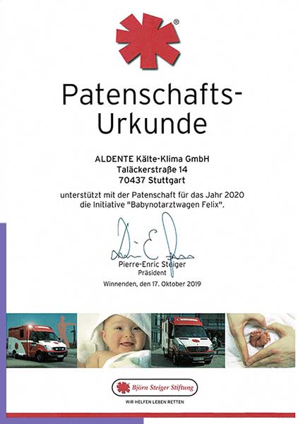 Patenschaftsurkunde 2020